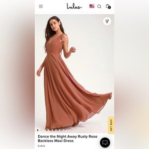 Lulu’s Dance the Night Away Rusty Rose Backless Maxi Dress